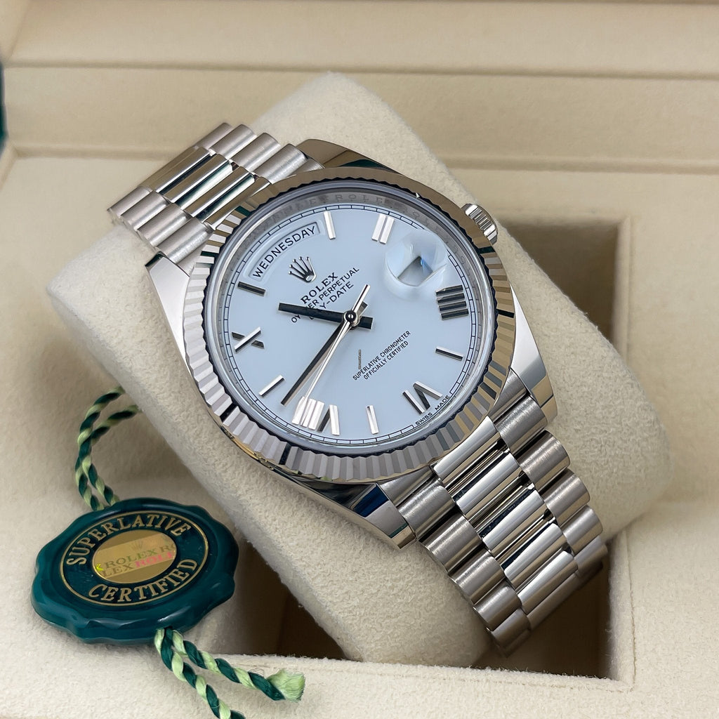 Day-Date 40mm White Gold White Dial President