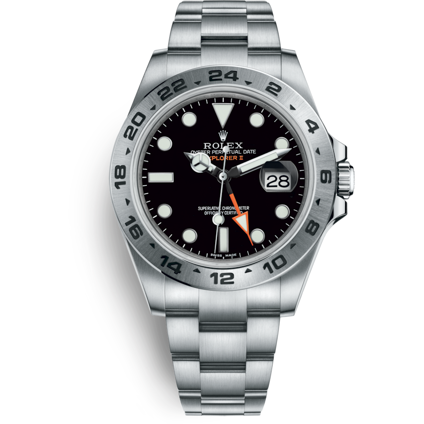 Explorer II Black Dial Orange Hand Steel 42mm