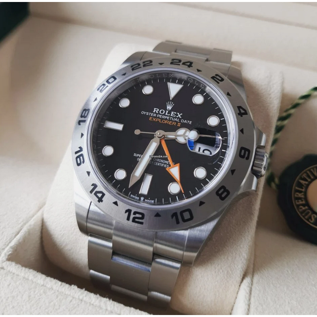 Explorer II Black Dial Orange Hand Steel 42mm