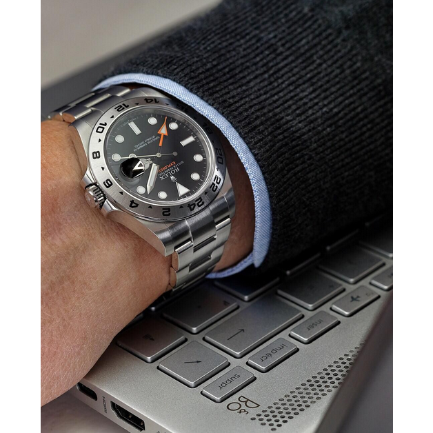 Explorer II Black Dial Orange Hand Steel 42mm