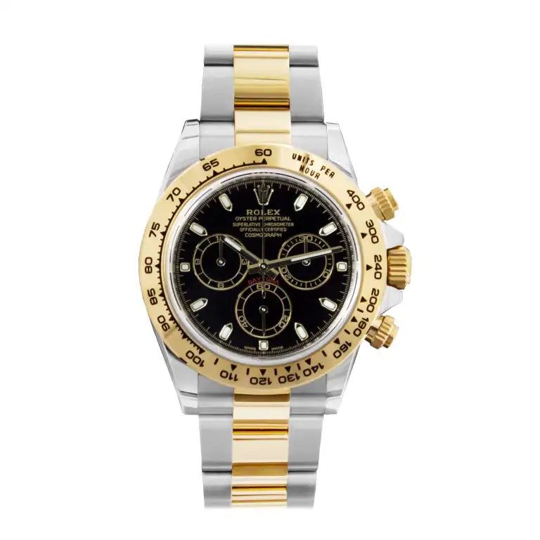 Daytona Two Tone Steel Yellow Gold Black Dial