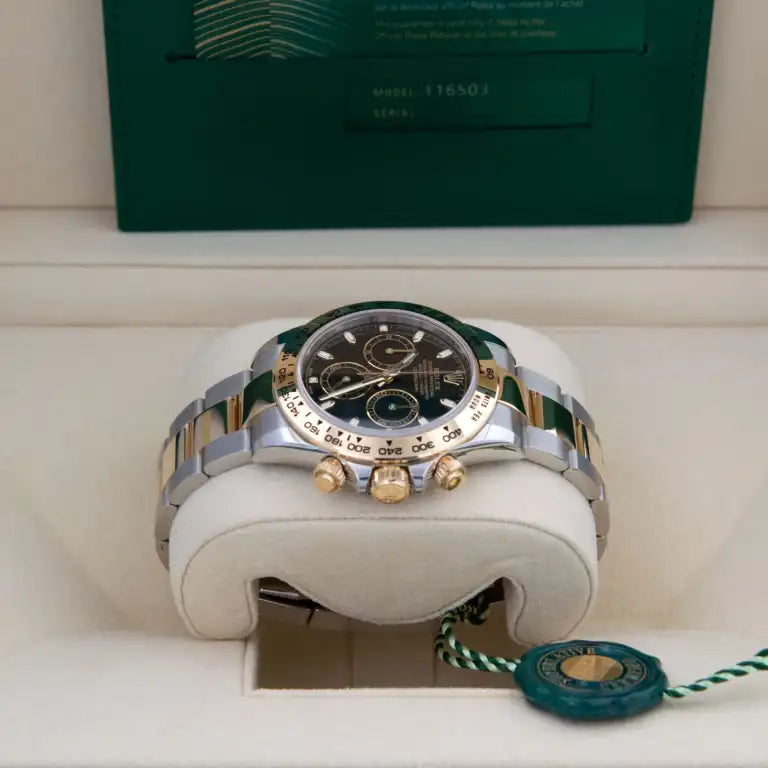 Daytona Two Tone Steel Yellow Gold Black Dial